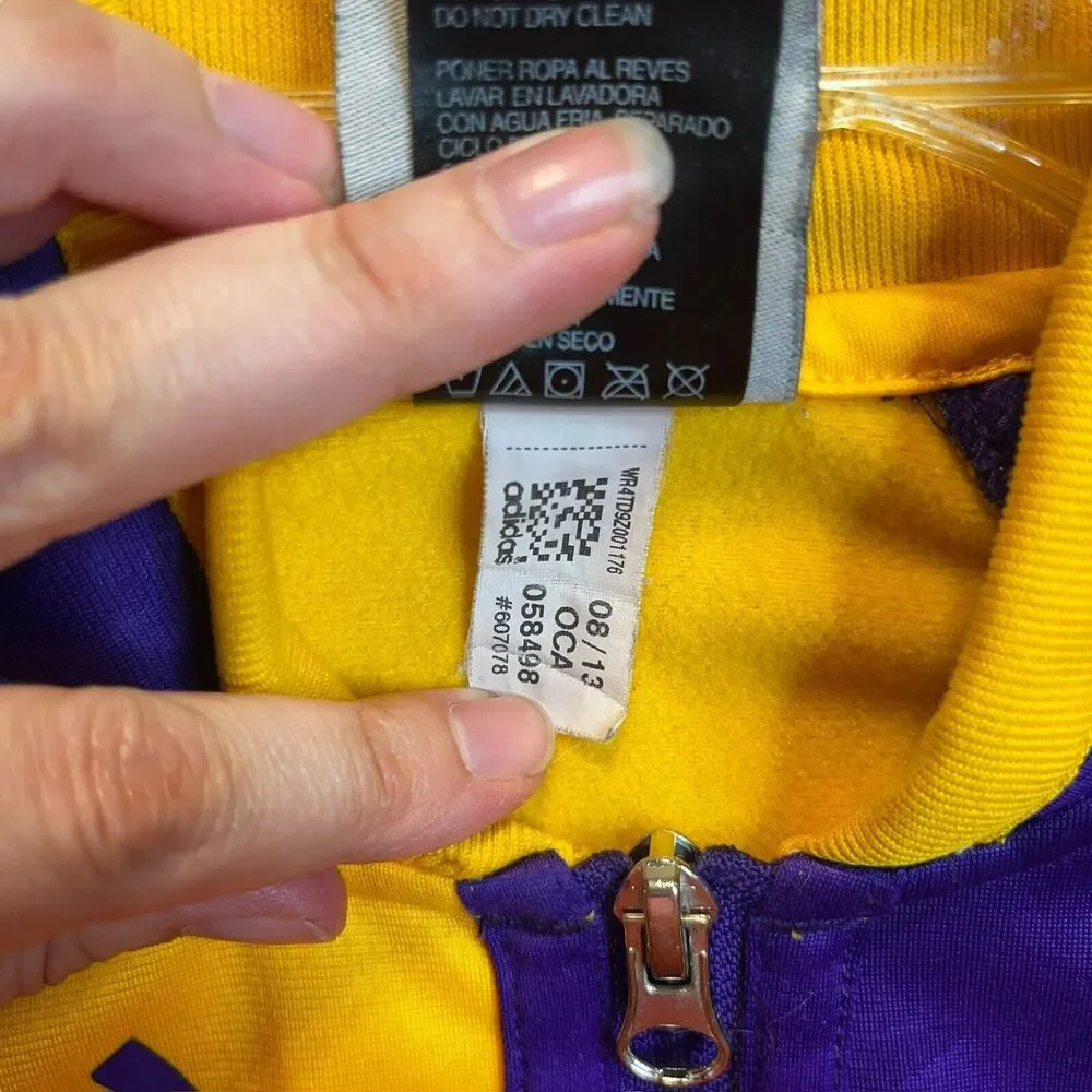 2013 Adidas Los Angeles Lakers Gold Pre Game Warm up Jacket Youth Teen XL Kobe - Picture 6 of 11